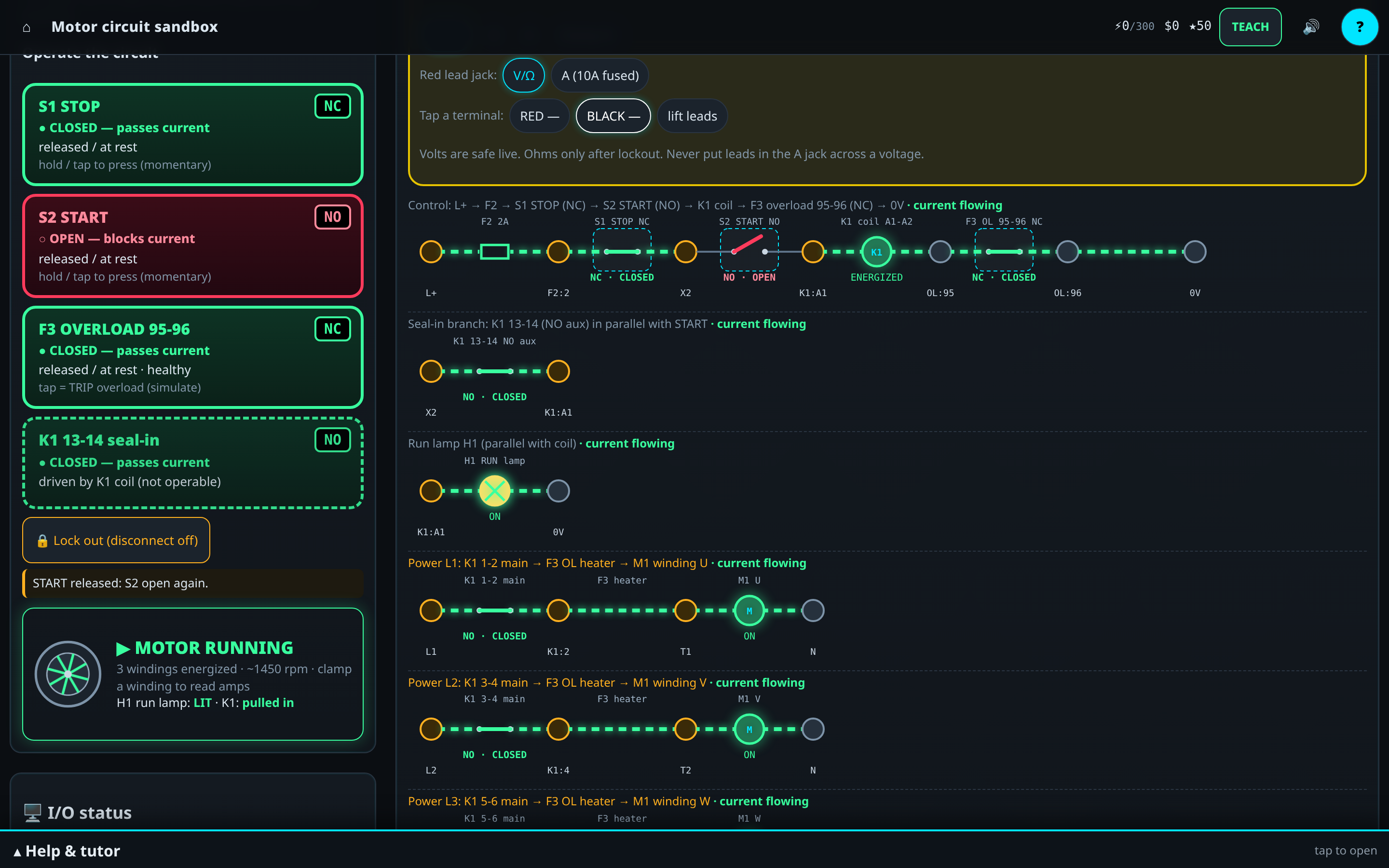 Live motor circuit screenshot